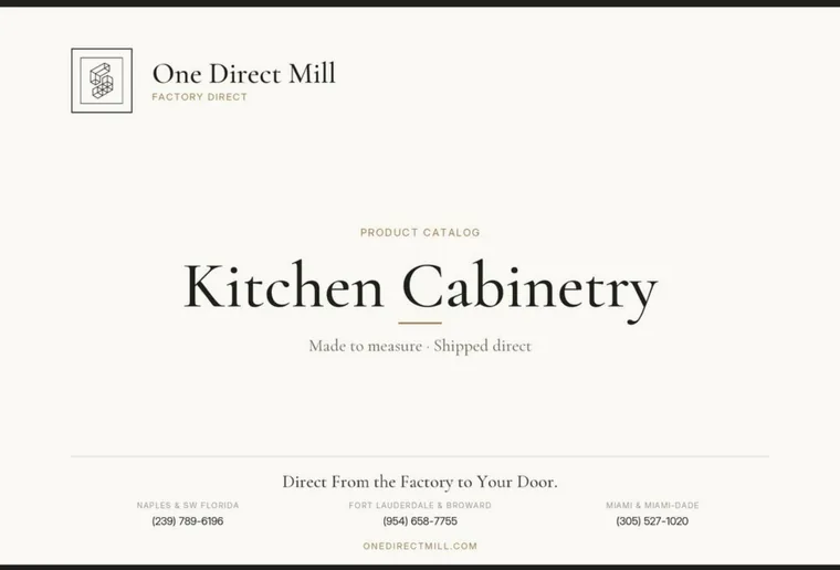 Kitchen Cabinetry catalog cover — One Direct Mill