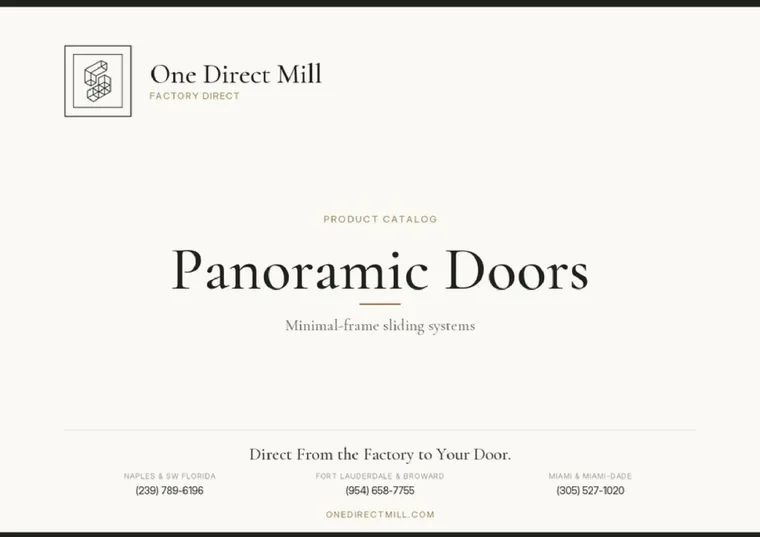 Panoramic Doors catalog cover — One Direct Mill