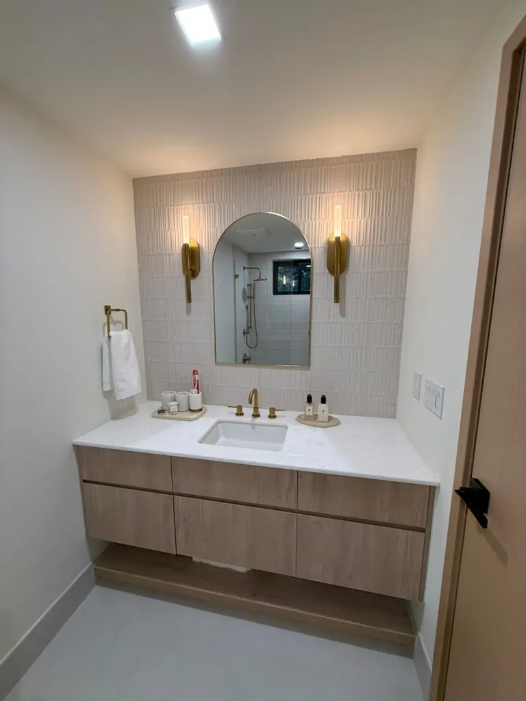 Floating vanity — One Direct Mill project in South Florida